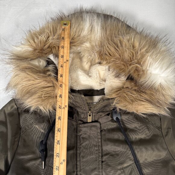 American Rag Cia Parka Jacket Women Size S Olive Green Full Zip Hooded Coat - Picture 2 of 16